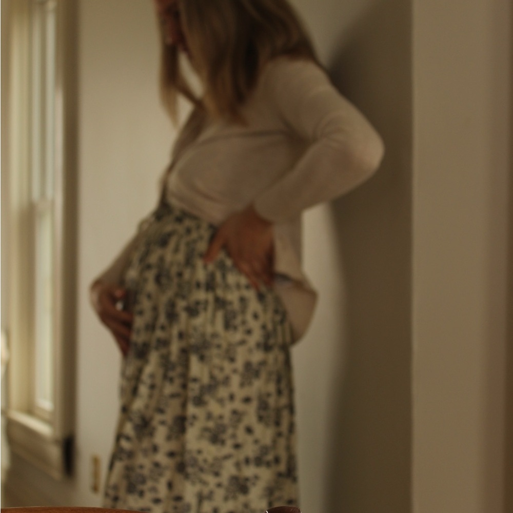 Christy Dawn Women's White Floral Midi Dress The Lincoln Drawstring Waist